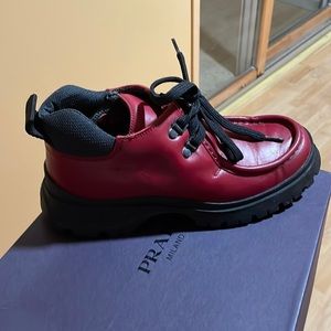 Authentic Prada Red Leather Booties, size 38